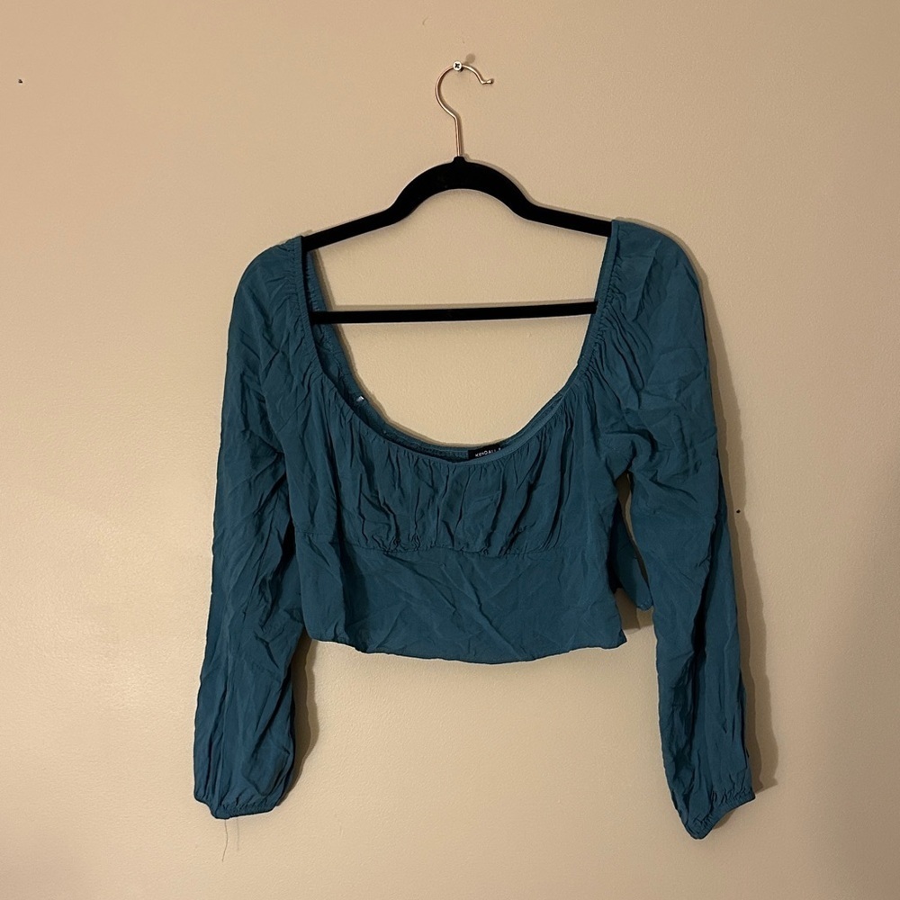 Kendall & Kylie Teal Blouse with Long Sleeves